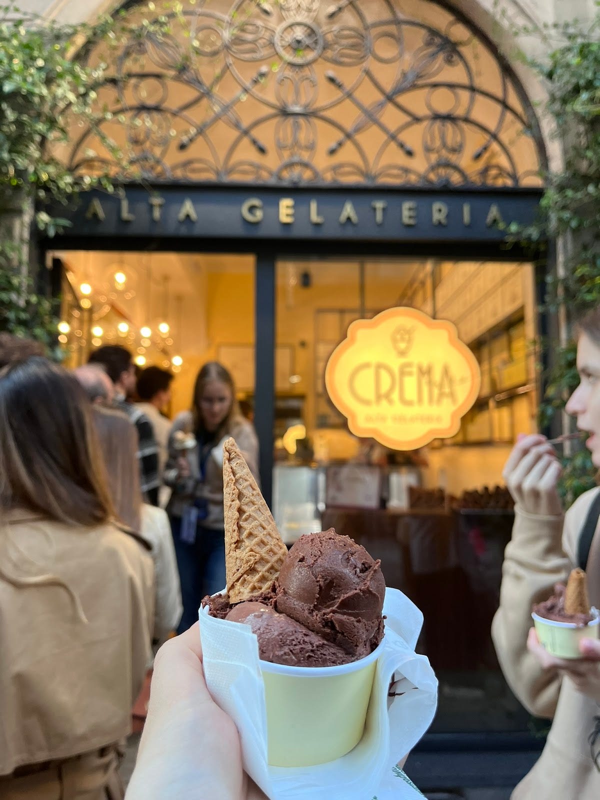 A delectable cup of gelato in the Brera district of Milan.