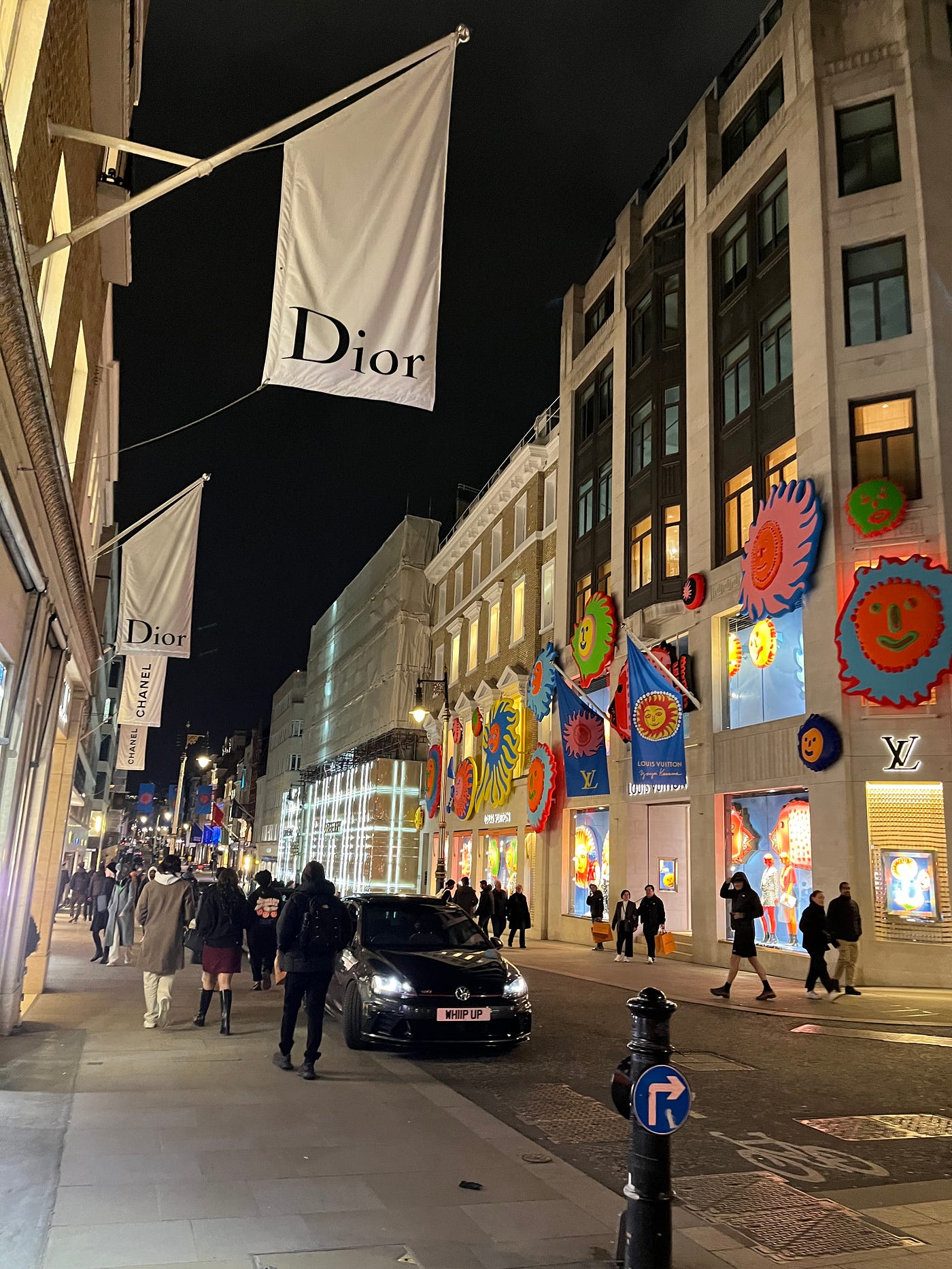 Weird decor outside a Louis Vuitton showroom near Bond Street.